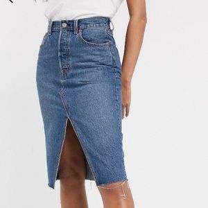 NWT Levis Premium Split Denim Midi Skirt 27
